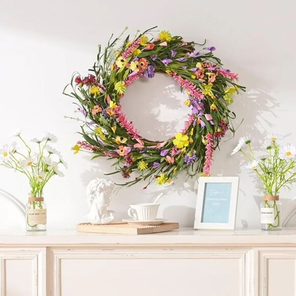 At Home Daisy & Lavender 18in.  Wreath - Picture 1 of 3